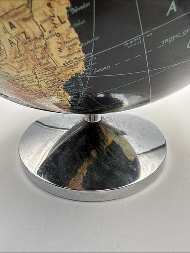 Vintage Black Weber Costello Peerless 12” World Globe With Metal Stand - Picture 15 of 17