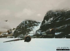  144 404 sqaudron aviation art post card Beaufighter FW190 Norway Fjord