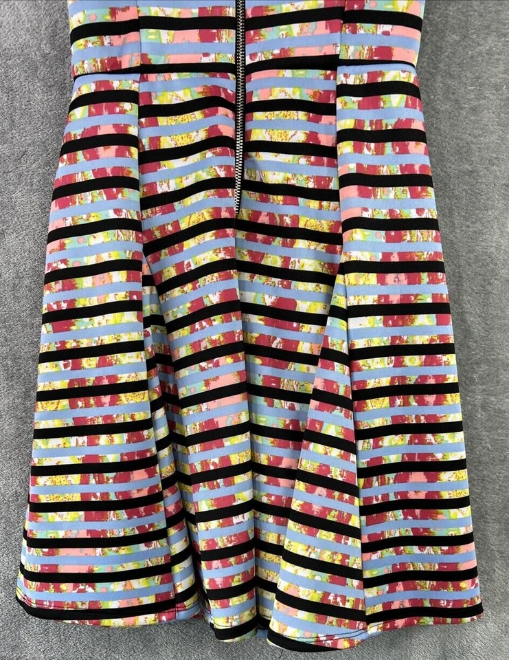 Vestido listrado My Michelle 5 linha A rosa stretch aquarela skatista vestido de verão arte - Imagem 4 de 4