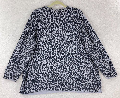 Quacker Factory Gray Animal Print Cardigan Womens Beaded Button-Up Plus Size 3X - Picture 14 of 17