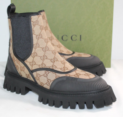 新品 GUCCI GG SUPREME COMBAT BOOTS サイズ 37 GUCCI GG Supreme Monogram Flora Lace Up Combat Ankle Boots