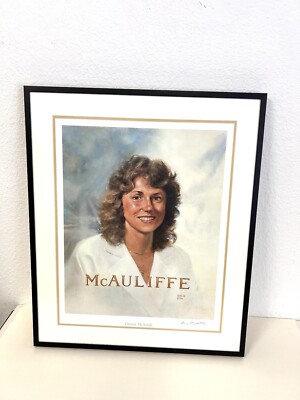 Space Shuttle Challenger Kristen McAuliffe Painting John Solie ART Signed 1986