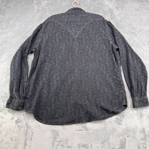 Ryan Michael Western Hemd Herren XXL Schwarz Paisley Druckknopf Seide Baumwolle - Bild 9 von 10