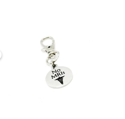 No MRIs Clip On Charm Zipper Pull, Medical ID Tag, Medical Awareness Tag
