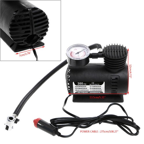 300PSI Portable Mini Air Compressor Auto Car Electric Tire Air Inflator Pump - Afbeelding 3 van 8