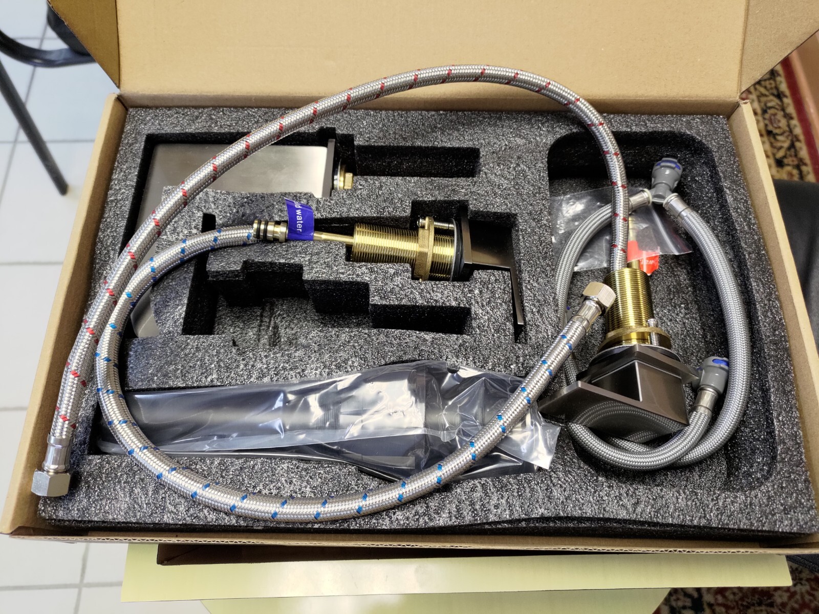 CEINOL Waterfall Bathroom Faucet Matte Black, Bathroom Sink Faucet 3 ...