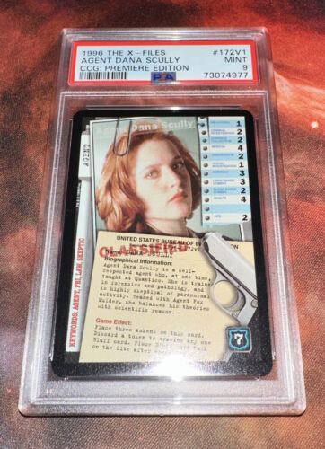 1996 The X-Files CCG Premiere, Agent Dana Scully #172V1, Ultra Rare, PSA 9 Mint!