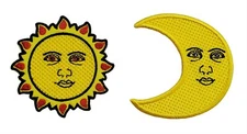 Moon or Sun Fully Embroidered Iron On Patch Inspiration Funny Humor Animation