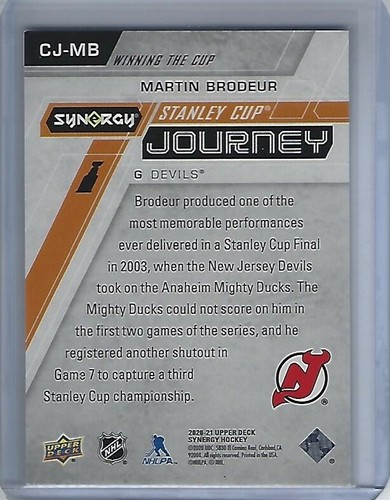 2020-21 Synergy Stanley Cup Journey Winning the Cup #CJMB Martin Brodeur 516/799 - Picture 2 of 2