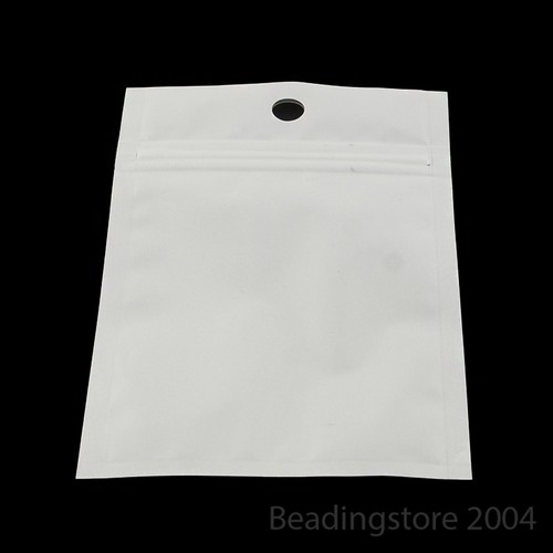 100 Stck. Wiederverwendbar Reißverschluss Taschen Top Seal Beutel Aufhängen Loch Weiß Aufbewahrung Pack Geschenk - Bild 2 von 4