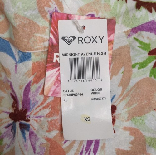 NWT Roxy Midnight Avenue Elastic Waist wide leg tropical beach pants Women XS - Picture 3 of 6