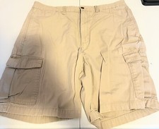 Chaps Stretch Mens Cargo Shorts Size 38 Beige Tan Cotton