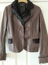 W Les Femmes Leather Jacket With Fur Trim 44 Gb 10 Italy