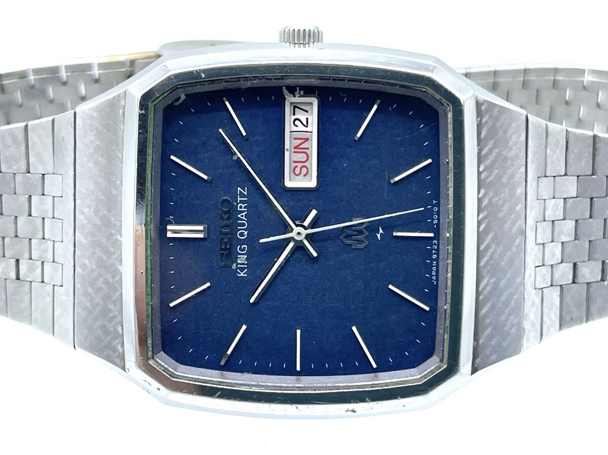 Vintage SEIKO KING QUARTZ Watch Twin Quartz Blue Boxed 9723 Vintage SEIKO KING QUARTZ Watch Twin Quartz Blue Boxed 9723
