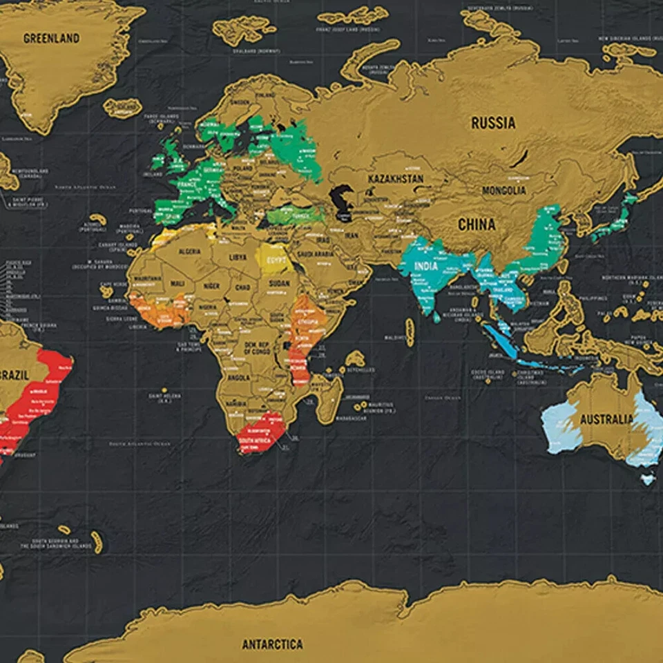 Scratch Off Map background Map Poster Travel gift Global Black Large 82.5x59.4cm - Image 4 of 4