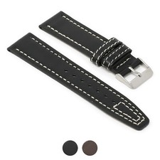 StrapsCo Water-Resistant Leather Aviator Pilot Watch Band Strap - 18mm 20mm 22mm