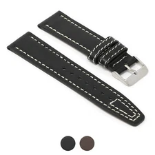 StrapsCo Water-Resistant Leather Aviator Pilot Watch Band Strap - 18mm 20mm 22mm