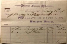 1876 Invoice Jefferson Flouring Mills Davis, Jennings, & Co.  Rochester, N.Y.