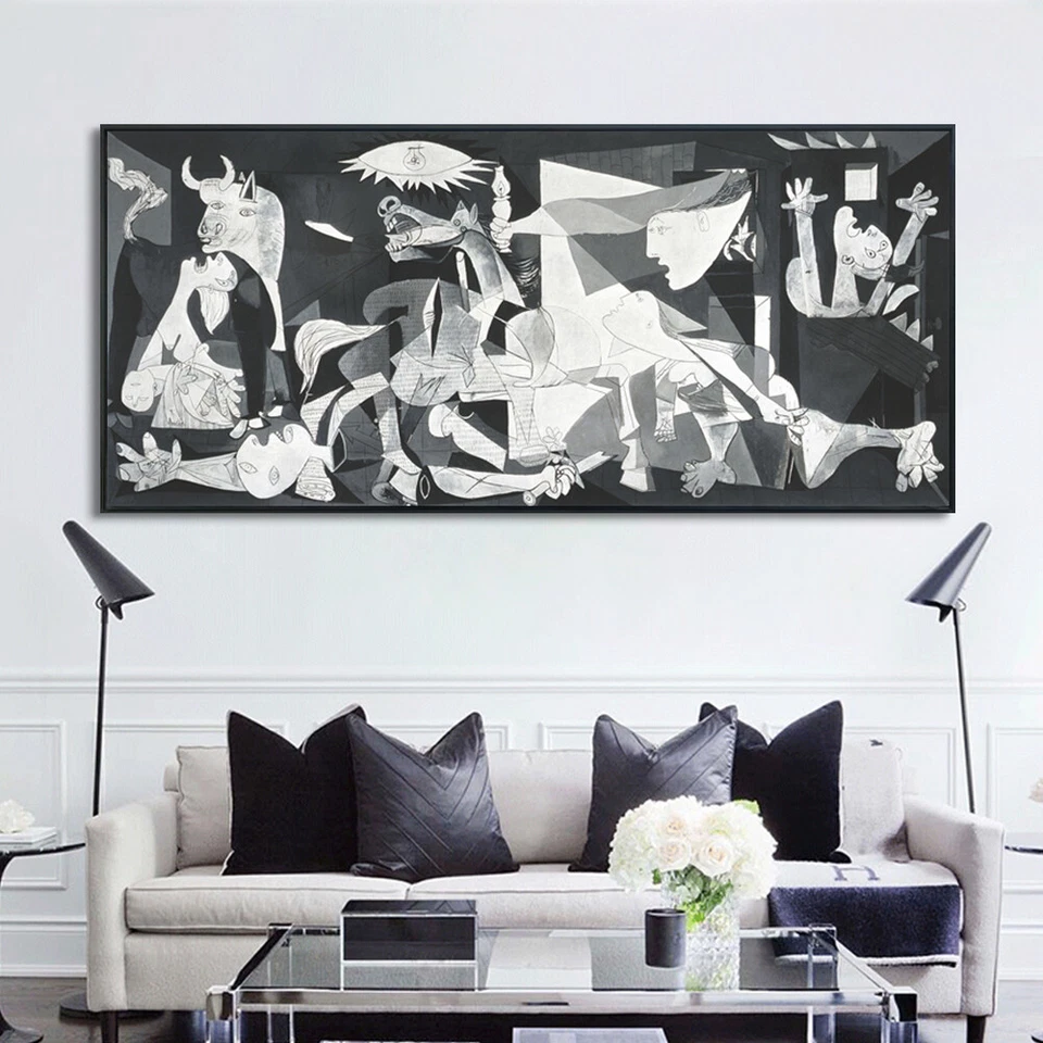 Arte enmarcado extra grande Guernica por Pablo Picasso arte de pared decoración del hogar 26"x60" Foto 2 de 4
