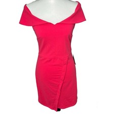 New! The Vanity Room Off the Shoulder Bodycon Barbiecore Pink Midi Dress Sz S