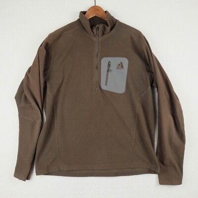 Eddie Bauer First Accent Sweater Mens Large Brown Half Zip Fleece Lightweight