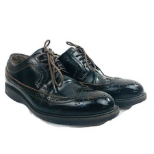 GH Bass Gus Perforated Pebbled Leather Wing Tips Oxfords Sz 9M Non-Marking Sole