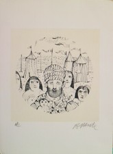 Lithography lithographie Litografia POSSENTI Antonio P.di A." Sogno "