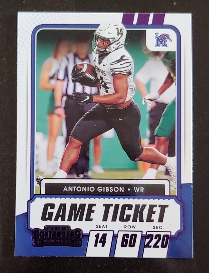 🏈 2021 Panini Contenders Draft Picks Antonio Gibson 55 Game Ticket Purple NM