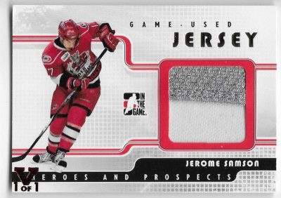 08/09 ITG HEROES & PROSPECTS 'FINAL VAULT' GOLD GAME JERSEY Jerome Samson 1/1 2C