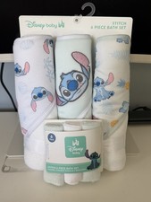 Disney Baby Stitch 6 Piece Bath Set - 3 Hooded Towels  3 Washcloths