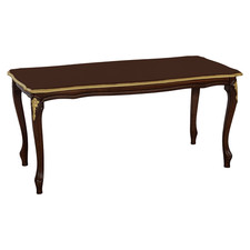 TAVOLINO DA FUMO E SALOTTO MOD PARIS RETTANGOLARE NOCE SCURO CON FILO COLOR ORO