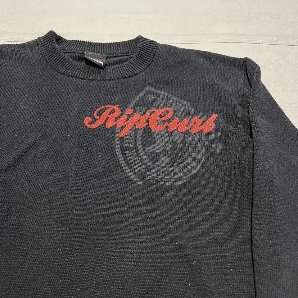 VTG Rip Curl Men Black Knit Surf Skater Thrasher Y2K Sweater Sweatshirt-L-9412 - Image 2 of 4