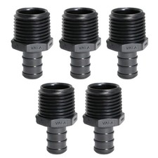 5 PCS 1/2 Inch Pex x 1/2 Inch Male NPT Adapter Poly Alloy Plastic Crimp Black