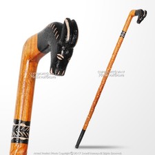 36' Polished Handcraft Eucalyptus Wooden Walking Cane Stick with Donkey Handle