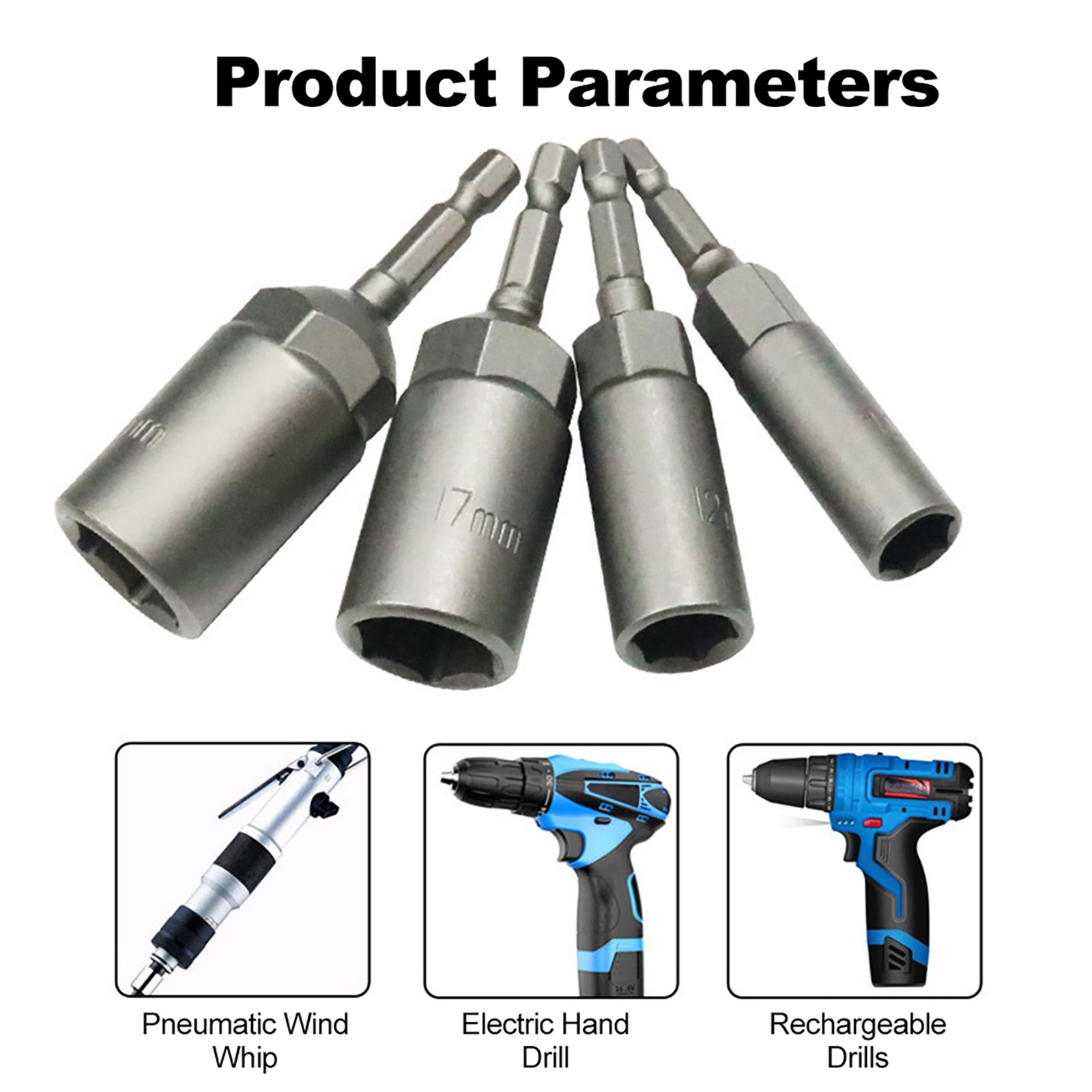 .16Pcs Hex Shank Deepened Socket Wrench Nut Driver Power Screw Drill Bits Tools