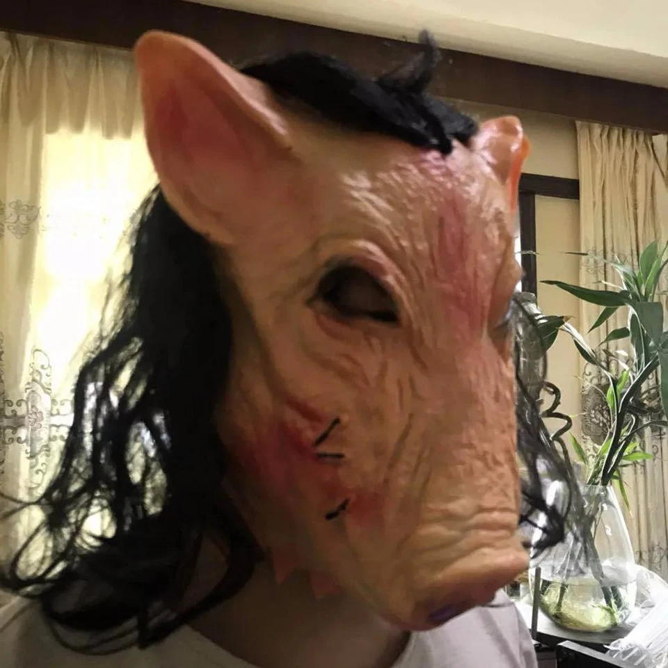 Maschera Testa di Maiale Horror - Lattice Realistico, Full Face, Per Halloween e - Immagine 2 di 4
