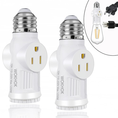 Light Socket to Plug Adapter,2/3 Prong Convert Light Socket Outlet,Light Sock...