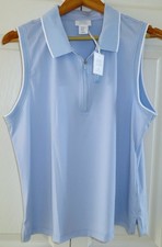 Sigrid Olsen Women's BLUE Sleeveless 1/4 Zip Golf Sport Shirt XL Top *NEW*