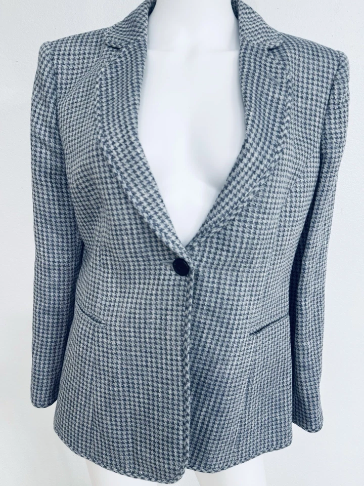 Chaqueta Blazer Giorgio Armani (mejor línea) Azul W Gris Lino Seda Italia IT50 NUEVA SIN ETIQUETAS Foto 2 de 4