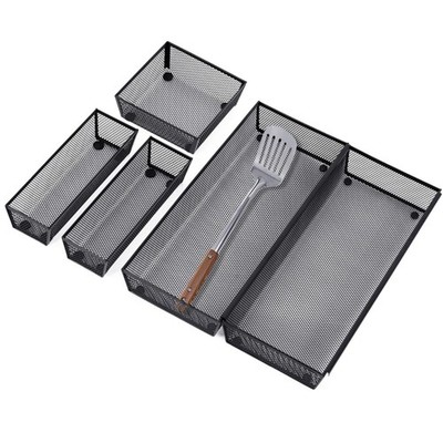 Neudeco Drawer Organizer  5 Pack Metal Mesh Silverware Tray with Interlocking...