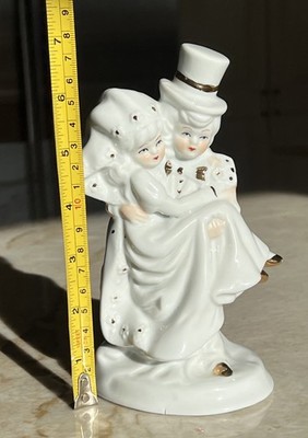 Vintage Bride Groom Porcelain Magic Memories Ceramic Figurine Cake Topper 7.25''
