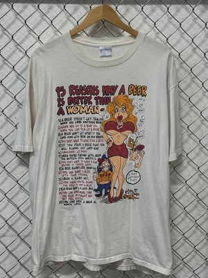 Vintage 90's Beer Better than a Woman Cartoon Funny Tee Size XL