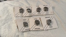 Seven Vintage AAA Patrol Service Award Lapel Pins: Mint on Cards
