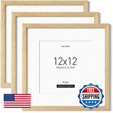 Momentworth 12X12 Frame Mat For 8X8 Set Of 3 Solid Oak Wood 12X12 Picture Frame
