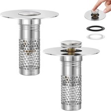 2 Pack Pop Up Bathroom Sink Drain Stoppers, Removable Sink Drain Strainer