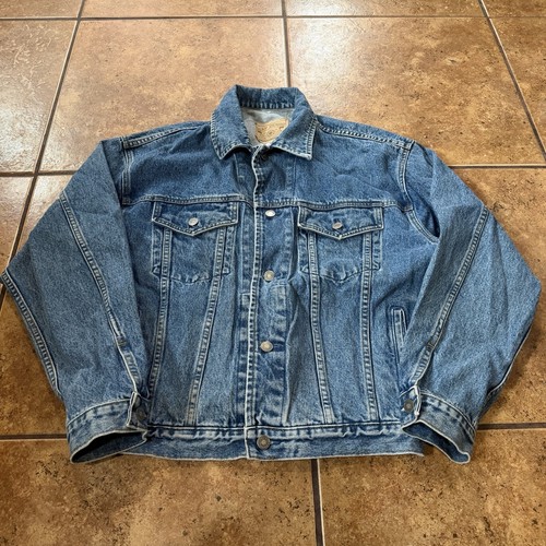 Vintage The Gap Denim Trucker Jacket Medium Blue Jean USA Fabric 1990s