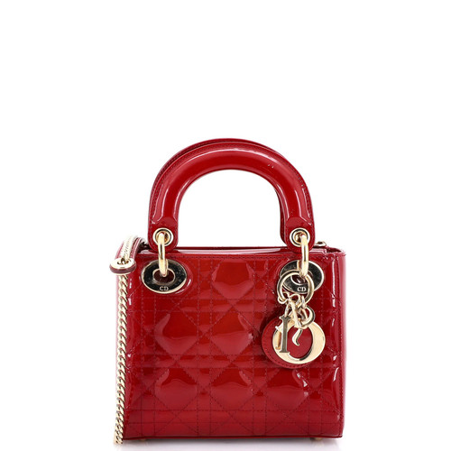 Christian Dior Lady Dior Chain Bag Cannage Quilt Patent Mini