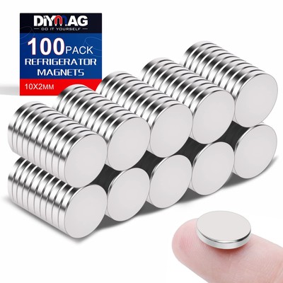 DIYMAG 100Pcs Refrigerator Magnets, Small Round Rare Earth Magnets for Silver 