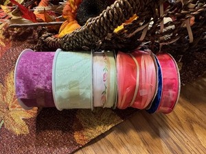 Bright Neon Lot Of 5 Ribbon For Crafts, Bows, Wreaths, Gift Wrap