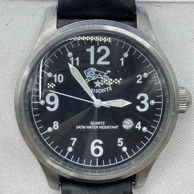 IL BISONTE Quartz Analog Wristwatch Black silver hardware Used From Japan